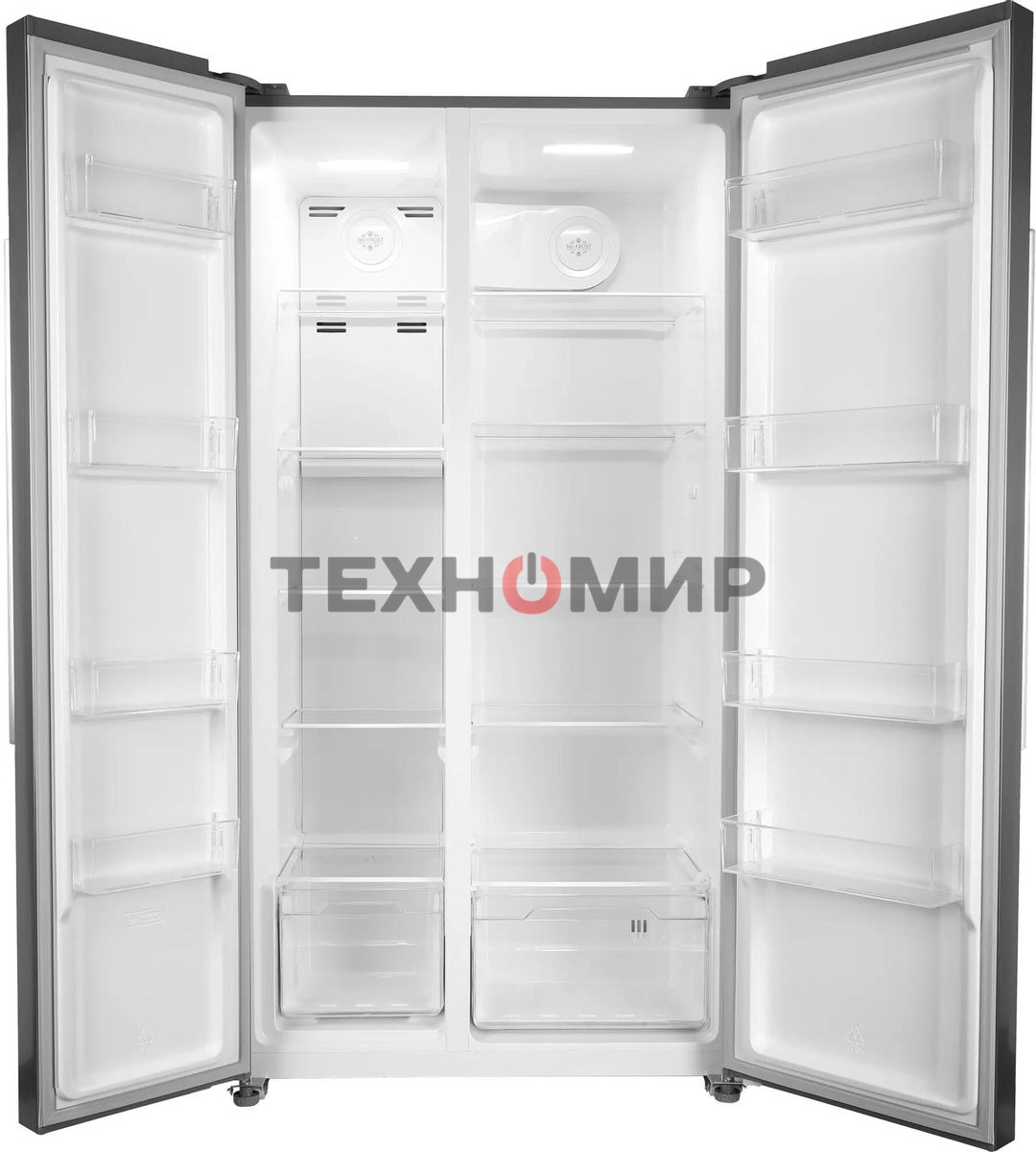 Холодильник Hyundai CS55023F нержавеющая сталь двухкамерный 347/185 л морозилка слева, No Frost, Side by Side