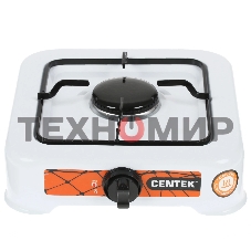 Плита настольная газовая Centek CT-1520 белый, 1.7 кВт, газ, конфорки - 1, эмаль, поворотные переключатели