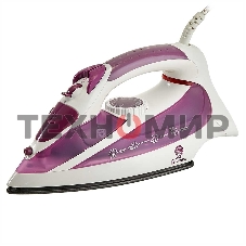 Утюг ВАСИЛИСА У3-2000 белый с сиреневым (2000 Вт. Тефлоновое покрытие подошвы. Индикатор нагрева утюга. Терморегулятор. 3 режима: сухое глажение, отпаривание, разбрызгивание воды. Возмож-ть регулировки степени отпаривания/вертикального отпаривания. Парово