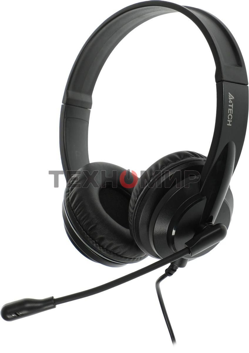 Гарнитура проводная с микрофоном A4Tech HU-10 черный 2м накладные USB оголовье