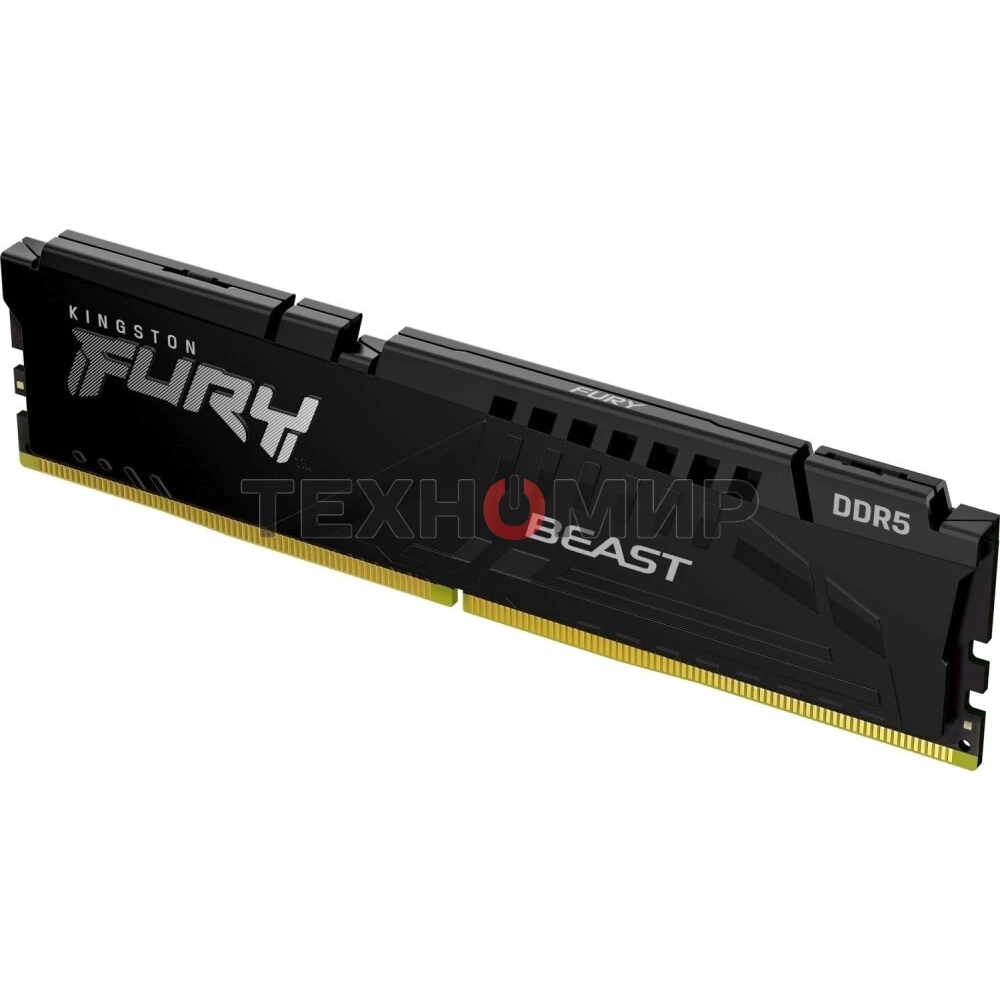 Оперативная память Kingston Fury Beast, DDR5, 16Gb (1x16Gb), 6000MHz, CL30, DIMM, с радиатором, черный