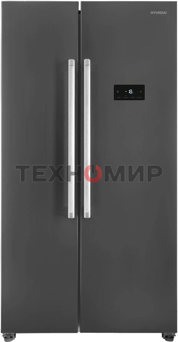 Холодильник Hyundai CS55023F нержавеющая сталь двухкамерный 347/185 л морозилка слева, No Frost, Side by Side