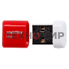 Флешка USB Smartbuy LARA Red (SB64GBLARA-R), 64Gb, USB 2.0, R/W 15/5, красный/белый