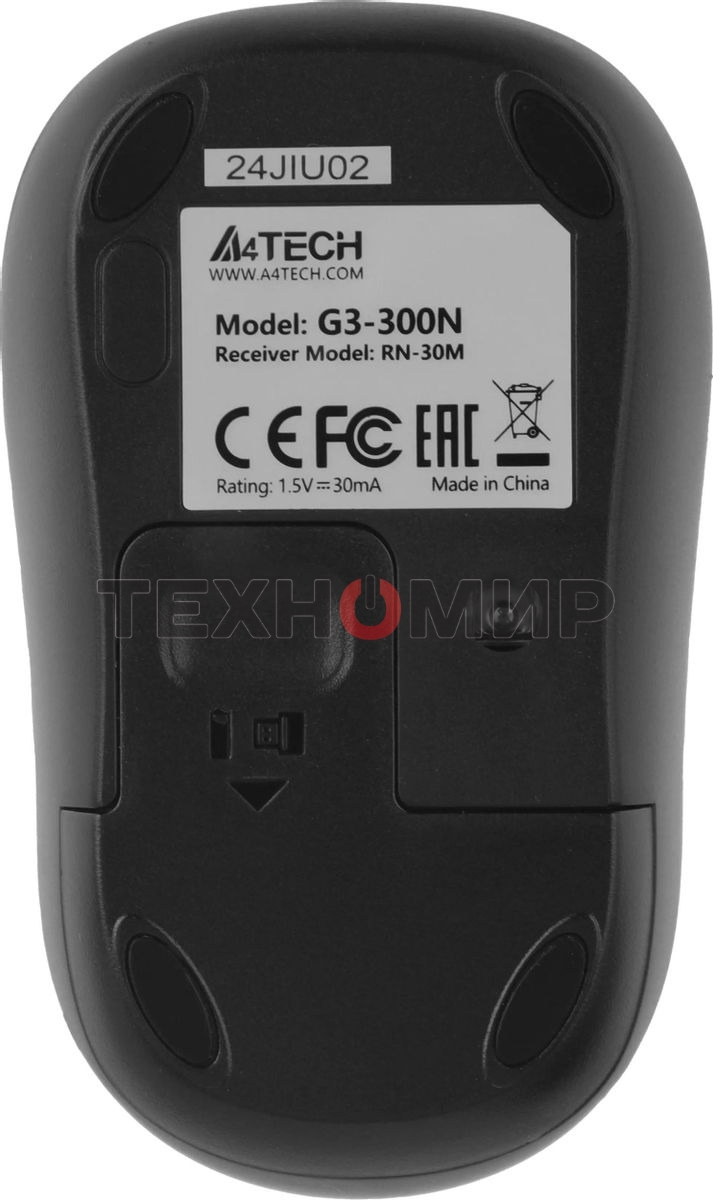 Мышь беспроводная A4Tech V-Track G3-300N черный, 1000 dpi, радиоканал, USB, кнопки - 3