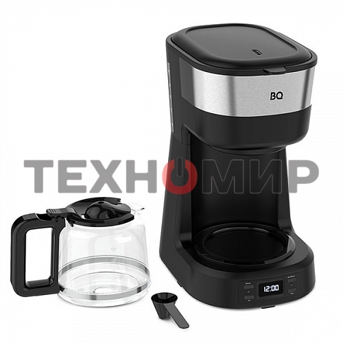 Кофеварка капельная BQ CM1000 черный-стальной, исп. кофе - молотый, 1.2 л, 900 Вт.