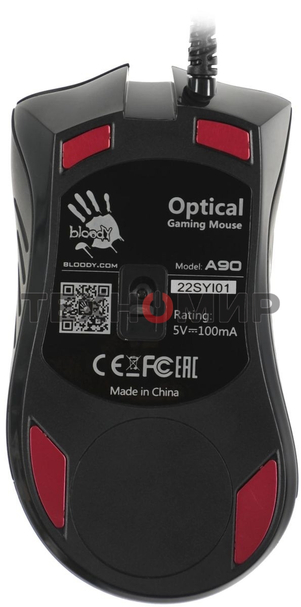 Мышь проводная A4Tech Bloody A90 черный, 6200 dpi, USB, кнопки - 8