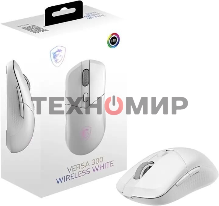 Мышь беспроводная/проводная MSI VERSA 300 белый, 8000 dpi, радиоканал, Bluetooth, USB, кнопки - 6