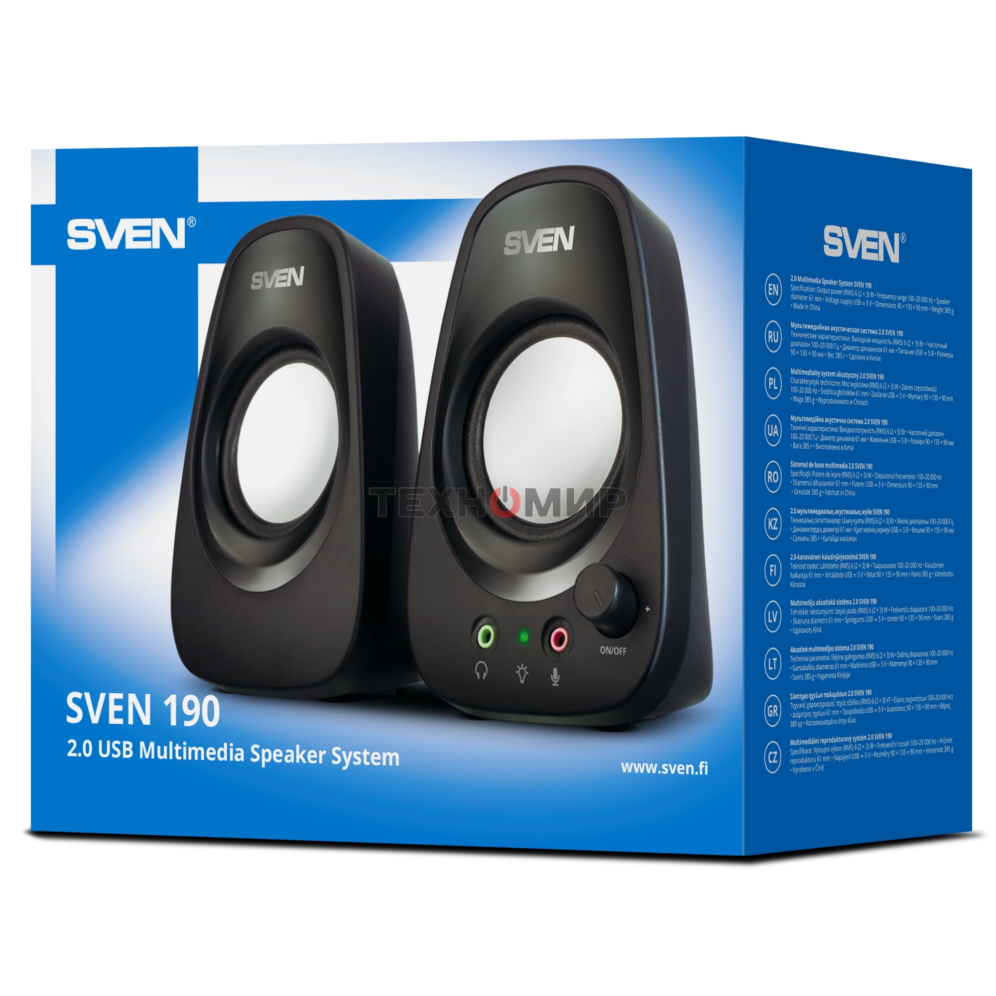 Портативная акустика SVEN 190, черный (6 Вт, питание USB)