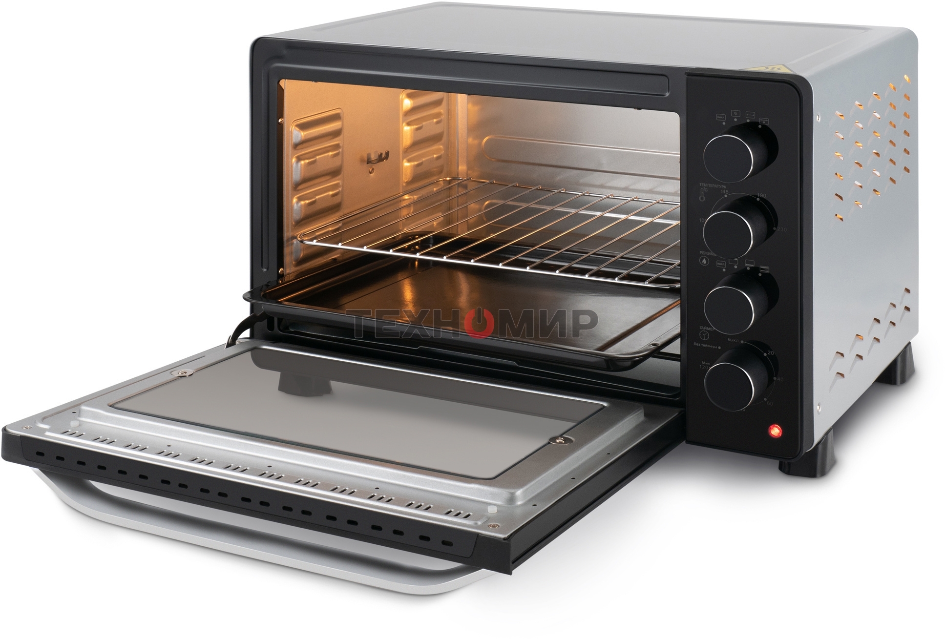 Мини-печь Hyundai MIO-HY081 38 л, 2000 Вт, серебристый/черный