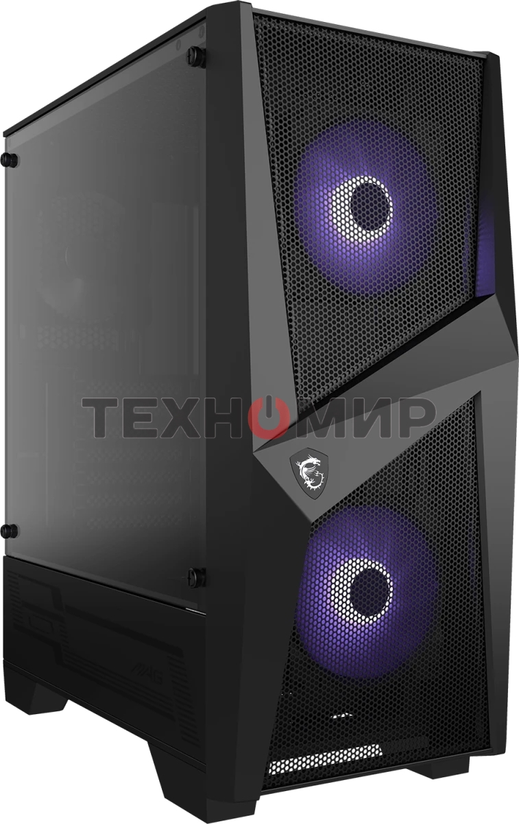 Компьютерный корпус MSI MAG FORGE 100M/mid-tower, ATX, tempered glass side panel/2x RGb 120мм & 1x 120мм fans inc./MAG FORGE 100M
