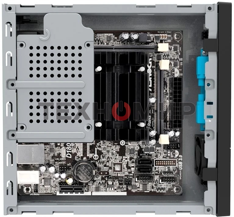 Компьютерный корпус Slim Case Powerman ME100S-BK front fan 4cm, 120W adapter, Mini ITX, VESA