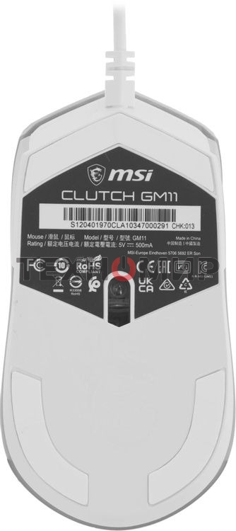 Мышь проводная MSI Clutch GM11 белый, 5000 dpi, USB, кнопки - 6
