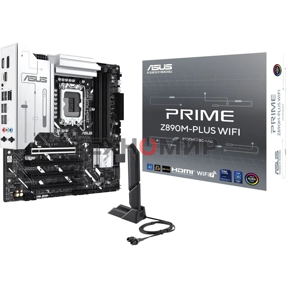 Материнская плата ASUS PRIME Z890M-PLUS WIFI, LGA 1851, Intel Z890, 4xDDR5, 6xSATA, 3xM.2, 1xPCIe 5.0 x16, 1xPCIe 4.0 x4, 2xPCIe 4.0 x1, 1xHDMI, 1xDP, 1x2.5Gb LAN, 2xUSB-A 2.0, 4xUSB-A 3.2 Gen 1, 1xUSB-A 3.2 Gen 2, 1xUSB-C 3.2 Gen 2x2, 3x3.5 мм, 7.1, mATX