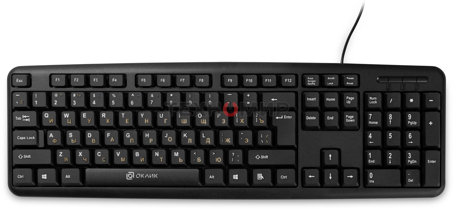 Клавиатура проводная Oklick 130M, USB, черный