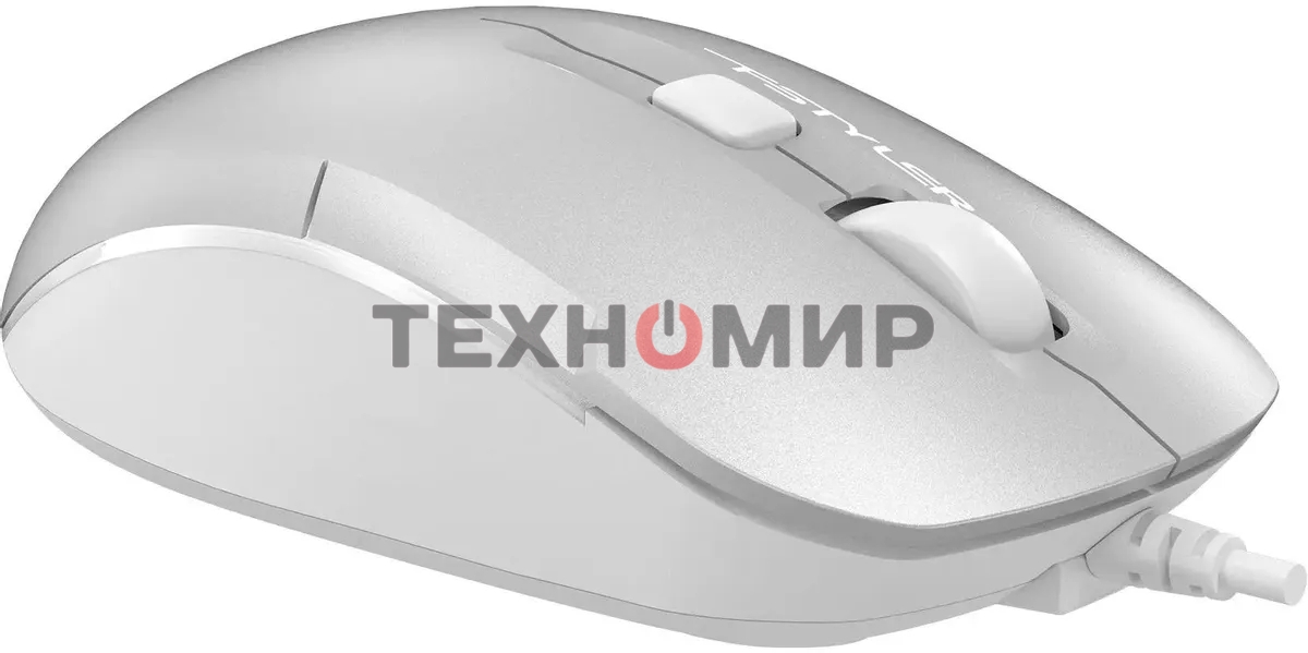 Мышь проводная A4Tech Fstyler FM26S серебристый/белый, 1600 dpi, USB, кнопки - 4