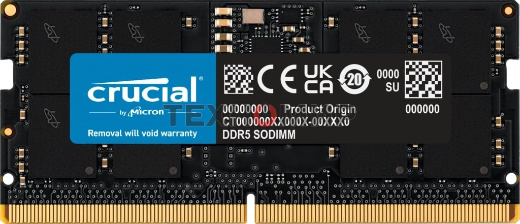Оперативная память Crucial Premier, DDR5, 16GB (1x16GB), 4800 MHz, CL40, без радиатора, SO-DIMM