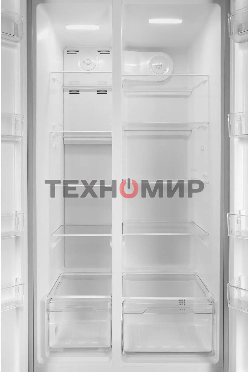 Холодильник Hyundai CS55023F нержавеющая сталь двухкамерный 347/185 л морозилка слева, No Frost, Side by Side