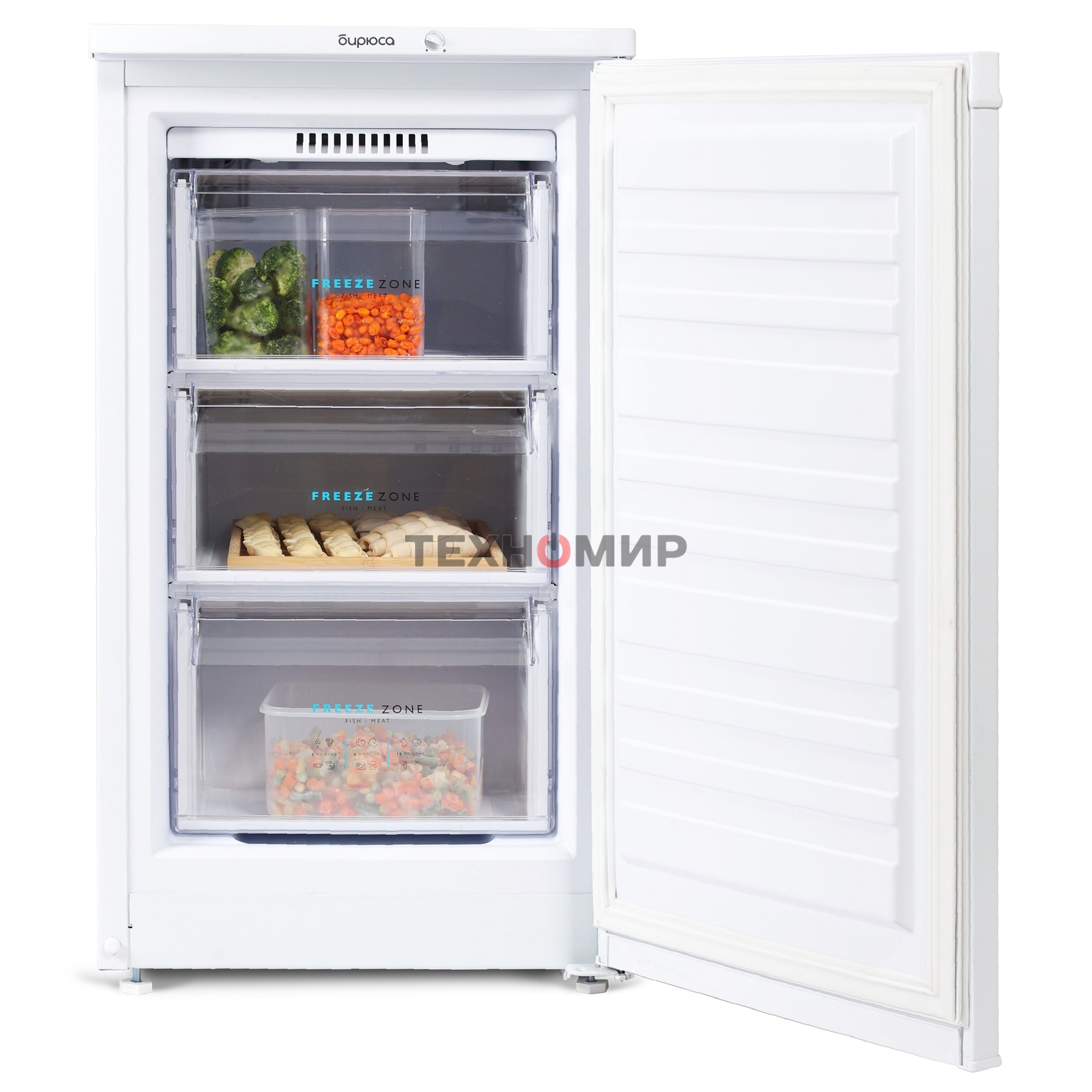 Морозильная камера Бирюса 412 белый, 80л, 3 ящика