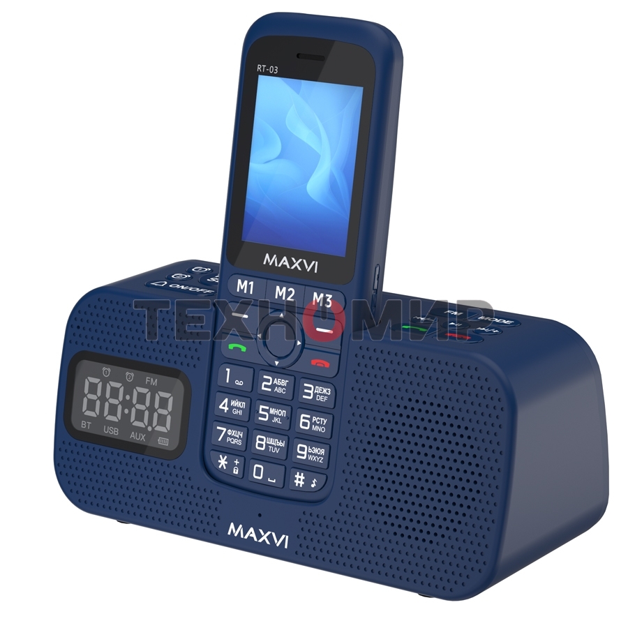 Мобильный телефон Maxvi RT-03 + док-станция, синий