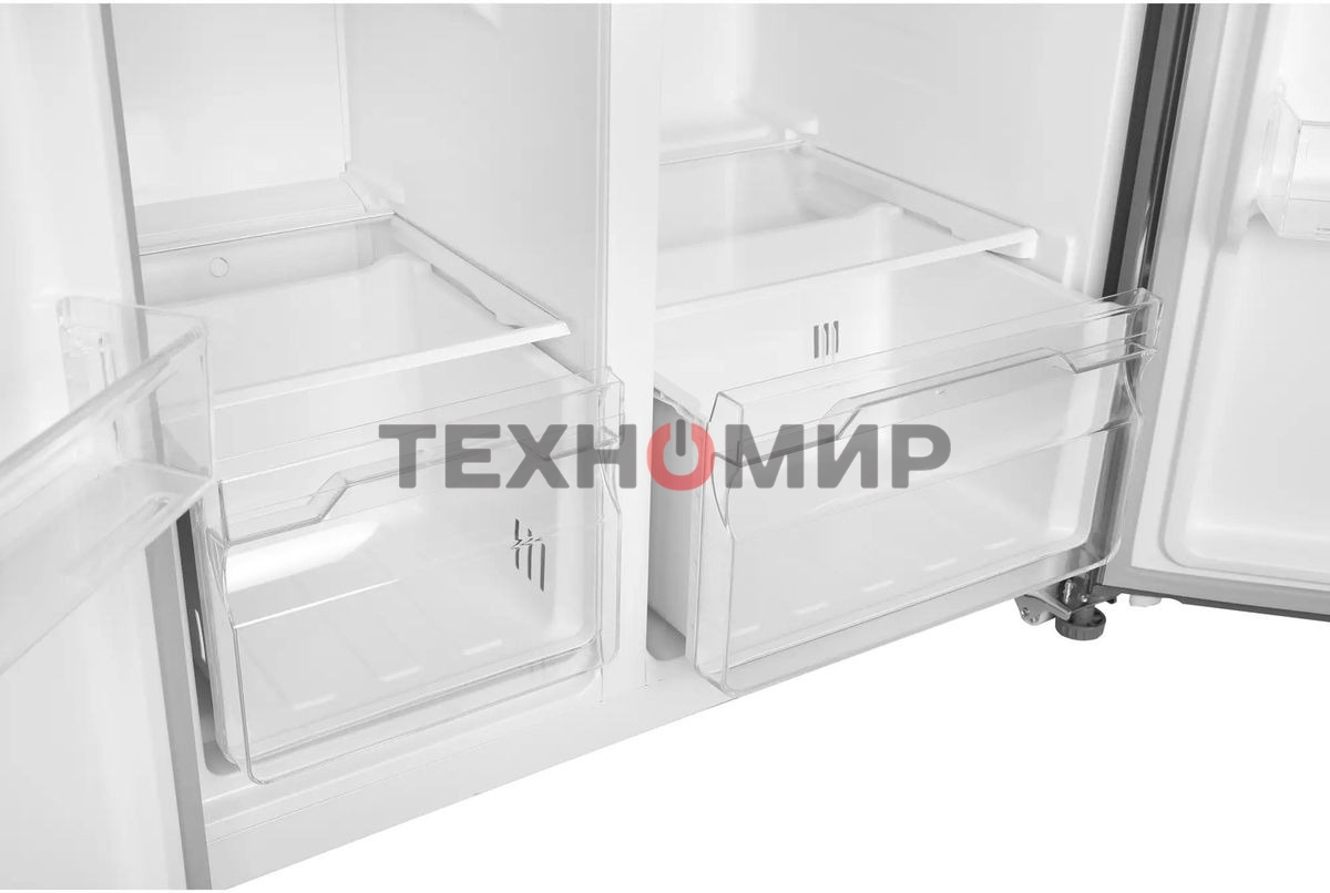 Холодильник Hyundai CS55023F нержавеющая сталь двухкамерный 347/185 л морозилка слева, No Frost, Side by Side