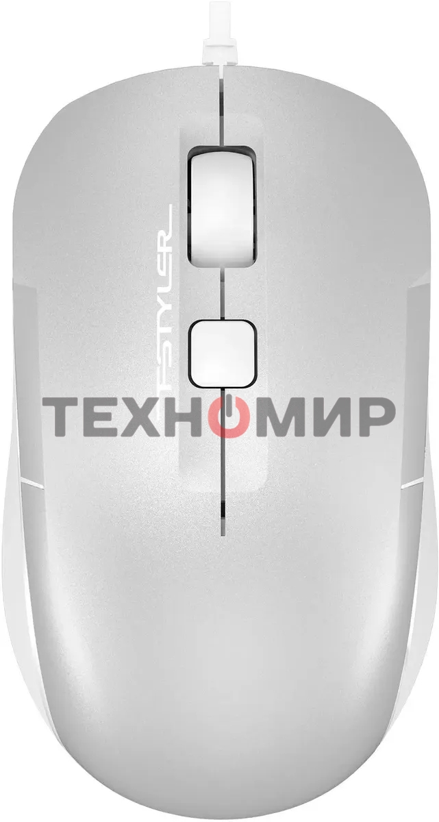Мышь проводная A4Tech Fstyler FM26S серебристый/белый, 1600 dpi, USB, кнопки - 4