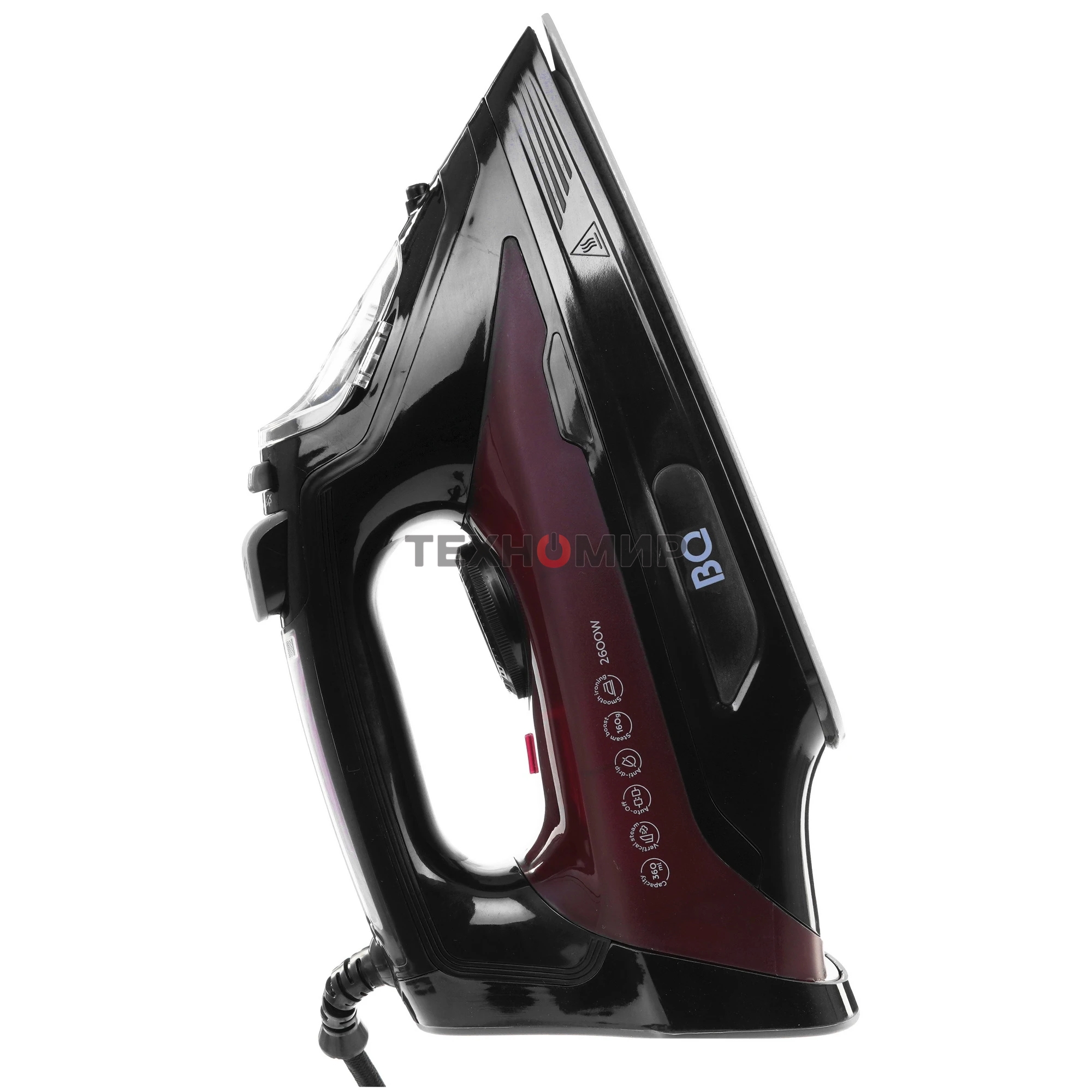 Утюг BQ SI1003 черный/винный/красный, 2600 Вт, 35 г/мин, 160 г/мин, 360 мл