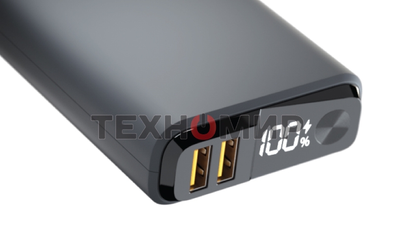 Портативный аккумулятор OLMIO QS-10, 10000mAh, 22.5W QuickCharge3.0/PowerDelivery, LCD, темно-серый