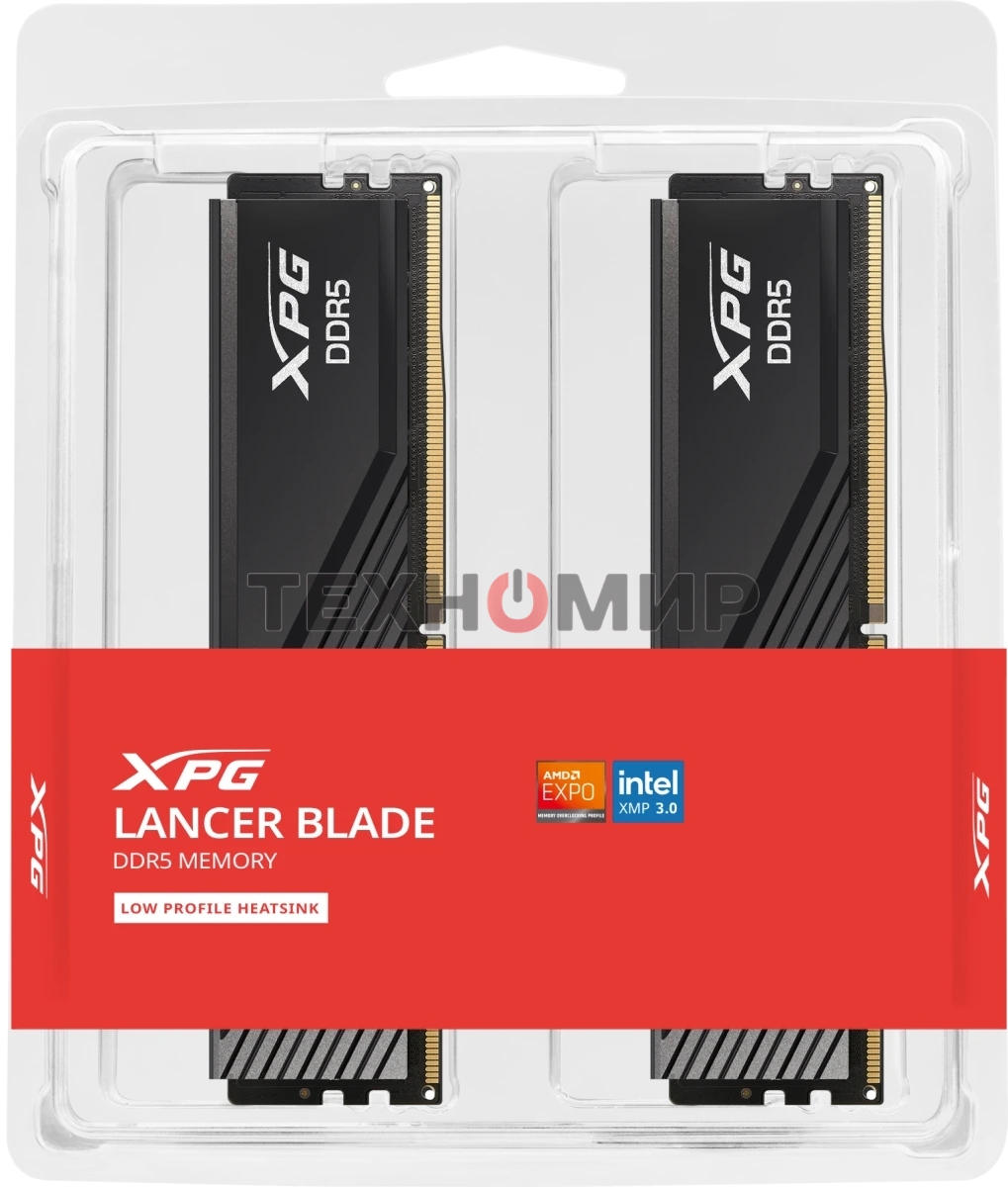 Оперативная память ADATA Lancer Blade, DDR5, 64GB (2x32GB), 5600 MHz, CL46, с радиатором, черный