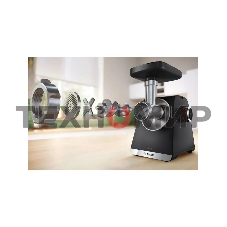 Мясорубка электрическая Bosch MFWS660B черный, 2100 Вт, 3.5 кг/мин, реверс, защита от перегрузки, насадки - 7