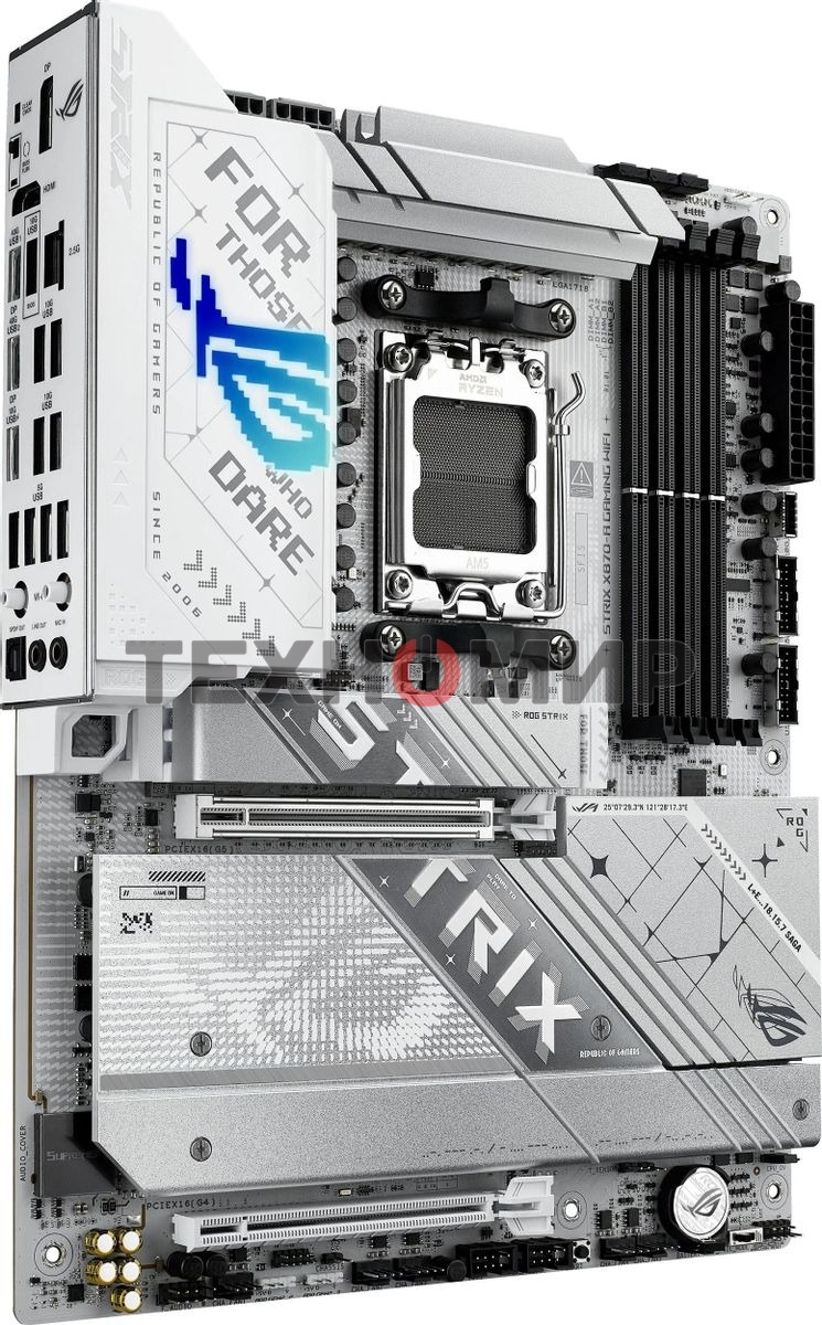 Материнская плата ASUS ROG STRIX X870-A GAMING WIFI, AM5, AMD X870, 4xDDR5, 2xSATA, 4xM.2, 1xPCI-E 4.0 x4, 1xPCI-E 5.0 x16, 1xHDMI, 1xDP, 1x 2.5Gb LAN, 4xUSB-A 3.2 Gen 1, 5xUSB-A 3.2 Gen 2, 1xUSB-C 3.2 Gen 2, 2xUSB4, 2x3.5 мм, 7.1, ATX