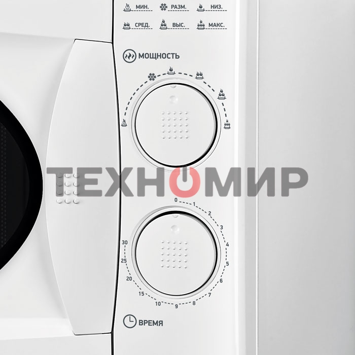 Микроволновая печь BBK 20MWS-803M/W белый, 20 л, 800 Вт, переключатели - поворотный механизм