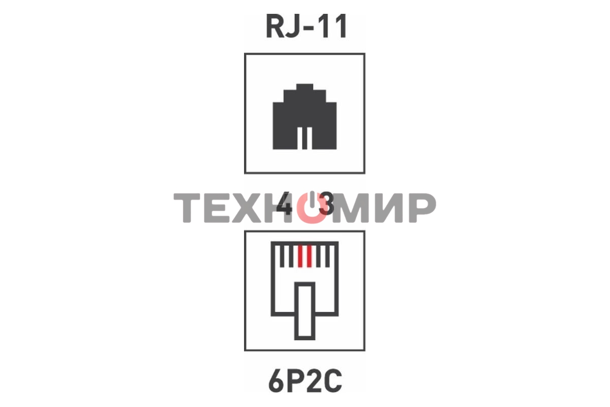 Розетка телефонная 1-м Proconnect RJ11 6P2C 03-0001-4