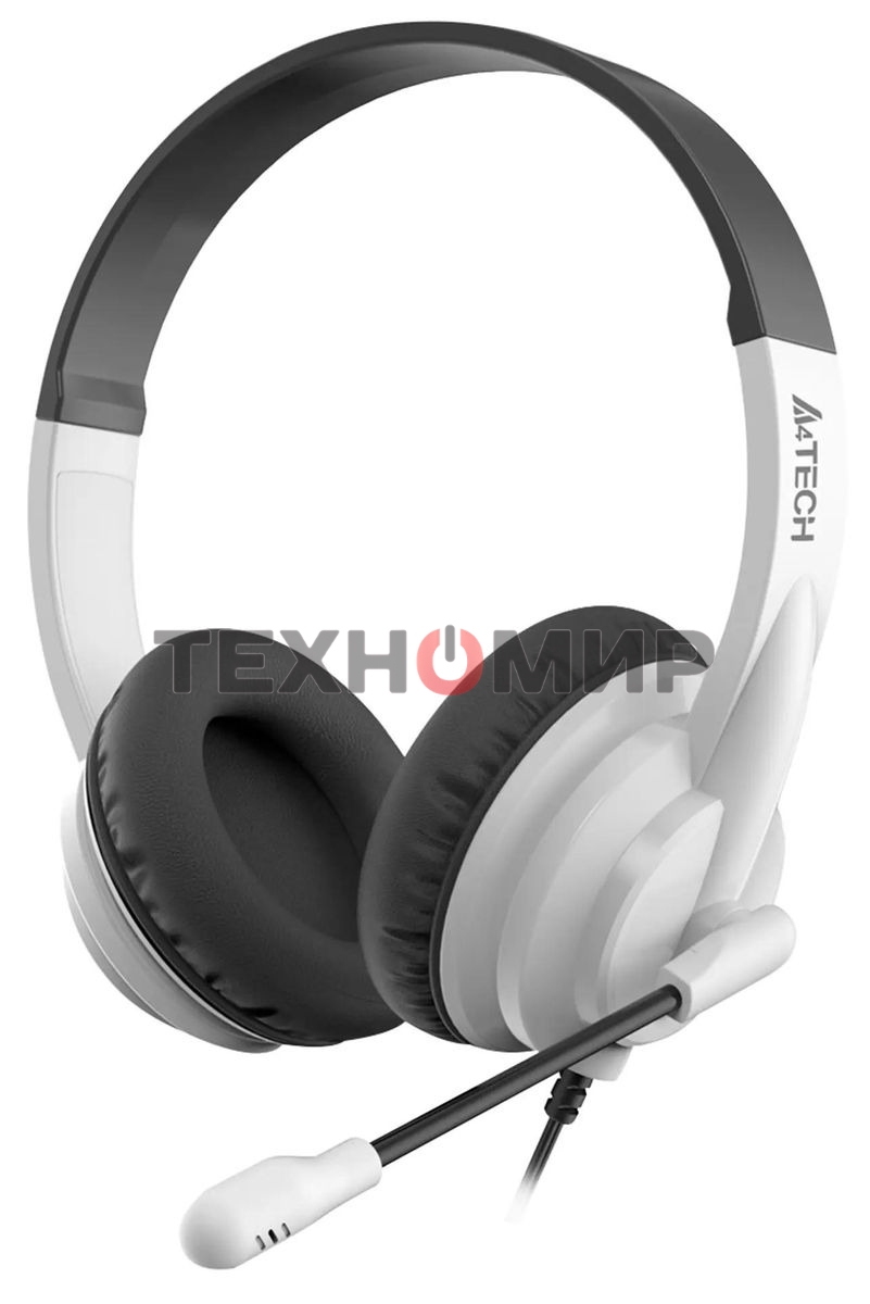 Гарнитура проводная с микрофоном A4Tech HU-10 черный/белый 2м накладные USB оголовье