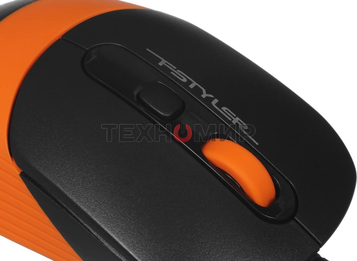 Мышь проводная A4Tech Fstyler FM10 черный/оранжевый, 1600 dpi, USB, кнопки - 4