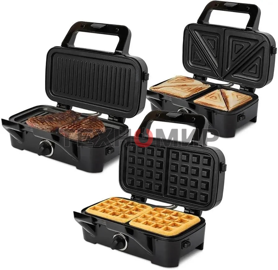 Вафельница Kitfort КТ-1674 1200Вт черный/серебристый