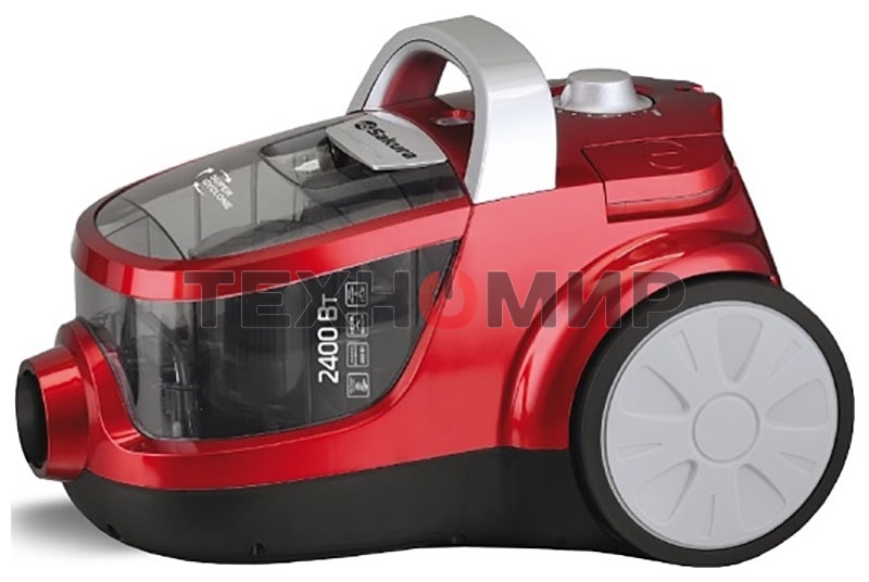 Пылесос Sakura SA-8314R красный металлик, 450/2400 Вт, уборка сухая, пылесборник контейнер, 2 л