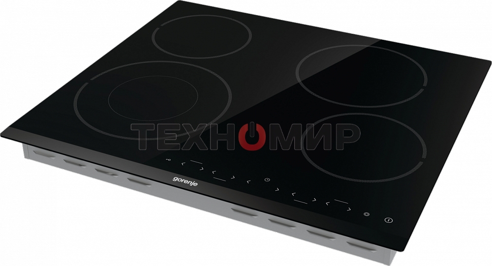 Варочная панель Gorenje ECT642BCSCE, 59 см, Hi-Light, 4 конфорки, таймер, сенсорное управление, шлифованный передний край, PowerBoost, дисплей, блокировка от детей, черный