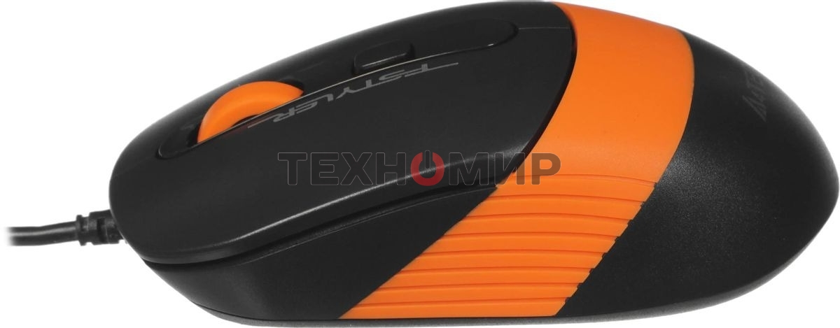 Мышь проводная A4Tech Fstyler FM10 черный/оранжевый, 1600 dpi, USB, кнопки - 4