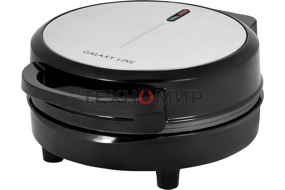 Вафельница Galaxy Line GL 2987, черный с серебристым, с несъемными пластинами, 1200 Вт