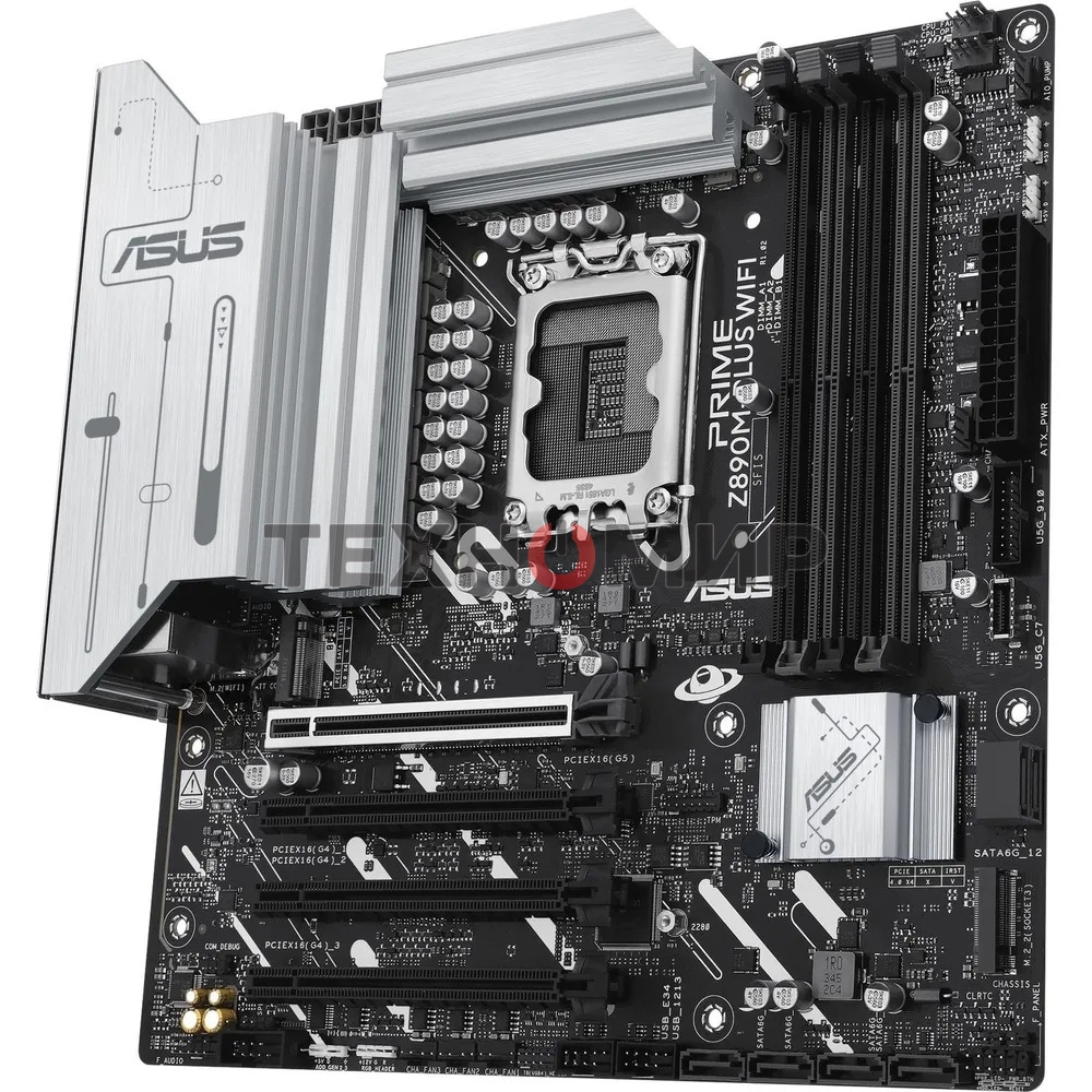 Материнская плата ASUS PRIME Z890M-PLUS WIFI, LGA 1851, Intel Z890, 4xDDR5, 6xSATA, 3xM.2, 1xPCIe 5.0 x16, 1xPCIe 4.0 x4, 2xPCIe 4.0 x1, 1xHDMI, 1xDP, 1x2.5Gb LAN, 2xUSB-A 2.0, 4xUSB-A 3.2 Gen 1, 1xUSB-A 3.2 Gen 2, 1xUSB-C 3.2 Gen 2x2, 3x3.5 мм, 7.1, mATX