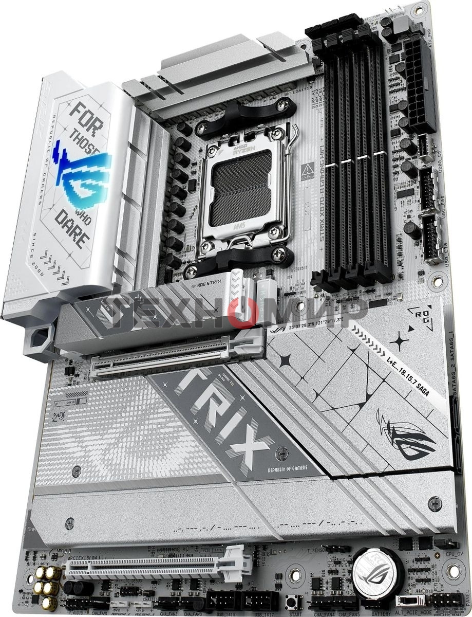 Материнская плата ASUS ROG STRIX X870-A GAMING WIFI, AM5, AMD X870, 4xDDR5, 2xSATA, 4xM.2, 1xPCI-E 4.0 x4, 1xPCI-E 5.0 x16, 1xHDMI, 1xDP, 1x 2.5Gb LAN, 4xUSB-A 3.2 Gen 1, 5xUSB-A 3.2 Gen 2, 1xUSB-C 3.2 Gen 2, 2xUSB4, 2x3.5 мм, 7.1, ATX