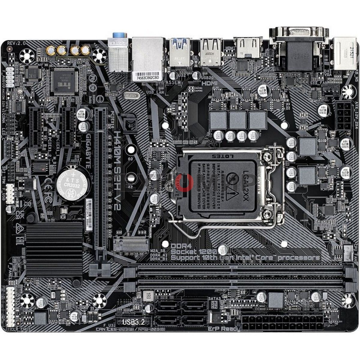 Материнская плата Gigabyte H410M S2H V2 2.1, LGA 1200, Intel Q470, 2xDDR4, 4xSATA, 1xM.2, 1xPCIe 3.0 x16, 2xPCIe x1, 1xHDMI, 1xDVI-D, 1xVGA, 1x 1Gb LAN, 2xUSB-A 3.2 Gen 1, 4xUSB-A 2.0, 3x3.5 мм, 7.1, mATX