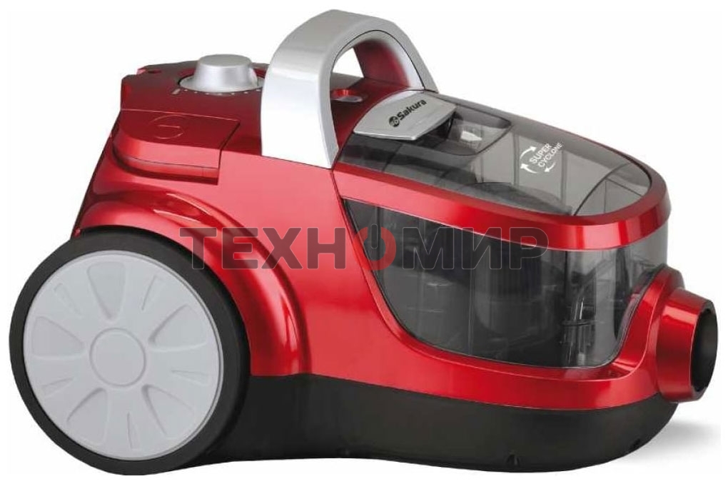 Пылесос Sakura SA-8314R красный металлик, 450/2400 Вт, уборка сухая, пылесборник контейнер, 2 л