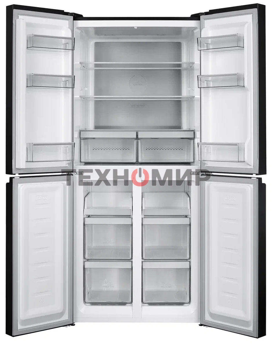 Холодильник Hotpoint HFL4 522I XBR черный трехкамерный 266/160 л морозилка снизу, No Frost, Side by Side