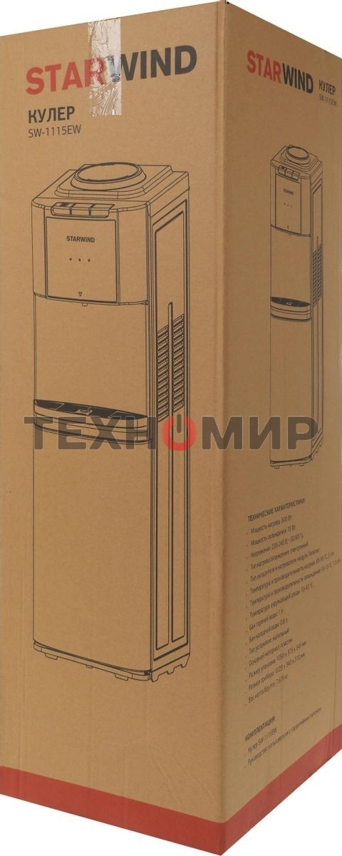 Кулер Starwind SW-1115EW напольный, электронный, белый