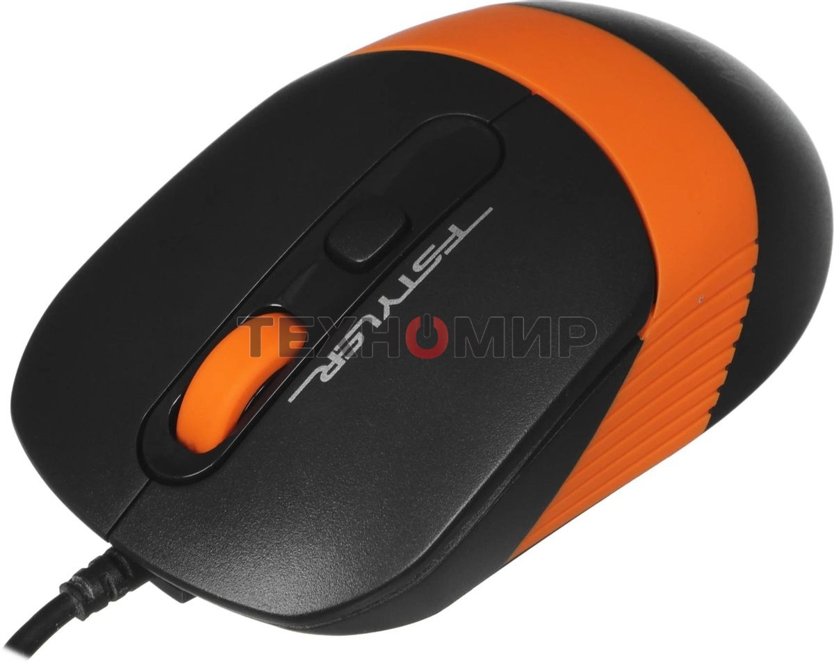 Мышь проводная A4Tech Fstyler FM10 черный/оранжевый, 1600 dpi, USB, кнопки - 4