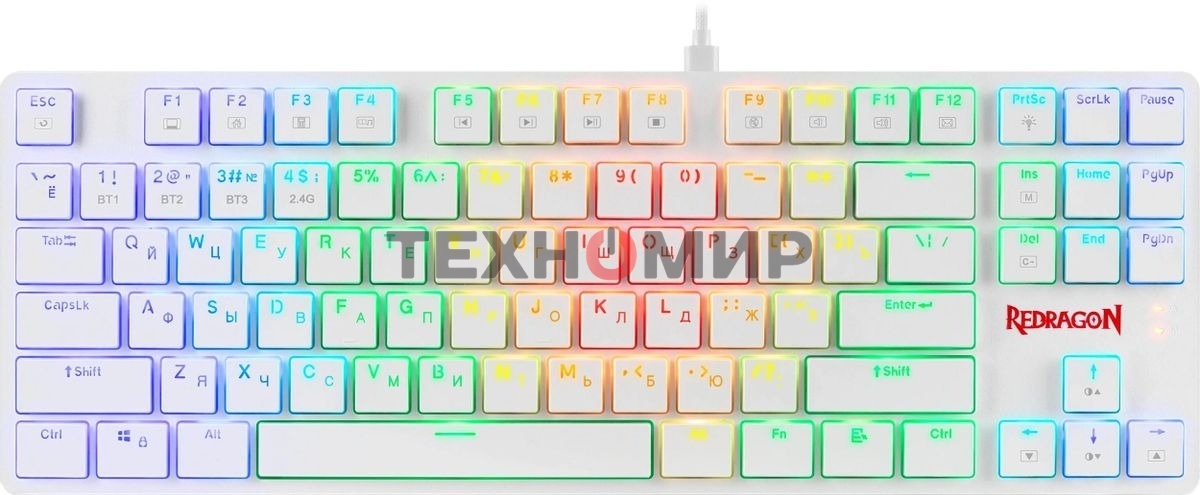 Клавиатура беспроводная Redragon Anubis беспроводная, USB, Bluetooth/Радиоканал, белый