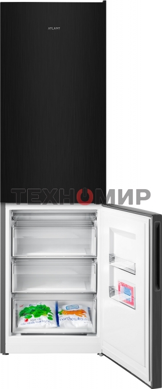Холодильник Atlant ХМ-4624-151 черный металлик двухкамерный 228/119л морозилка снизу