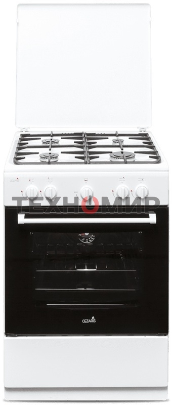 Плита газовая Cezaris ПГ 3200-03 белый, конфорок 4 шт, духовка 59 л, 60 см x 85 см x 60 см