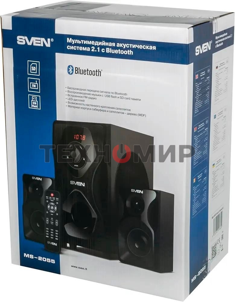 Акустическая система SVEN AC MS-2055, черный (55Вт, FM-тюнер, USB/SD, дисплей, ПДУ, Bluetooth)